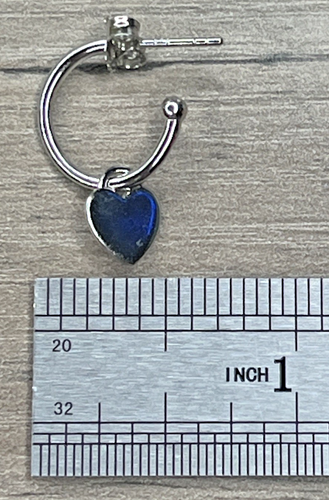 Vintage Sterling 925 verspiegelte Creolen mit Herzanhänger Love Dangle - Bild 8 von 8