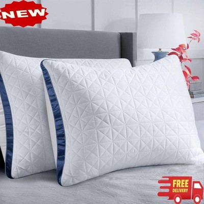 Juego de 2 almohadas tamaño Queen, almohadas de lujo refrescantes para dormir, a