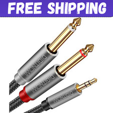 3.5mm 1/8" TRS to Dual 6.35mm 1/4" TS Mono Stereo Y-Cable Splitter Cord