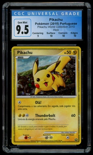 CGC 9.5/10 GEM MINT Pokemon Portuguese Pikachu World Collection Holo Promo