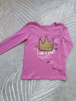 Dopodopo Langarmshirt Shirt Gr. 128 pink mit Aufdruck Krone Mädchen