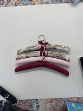 Lot 4 Vnt Satin Covered Padded Hangers Burgundy Pink Floral Wedding Bridesmaid