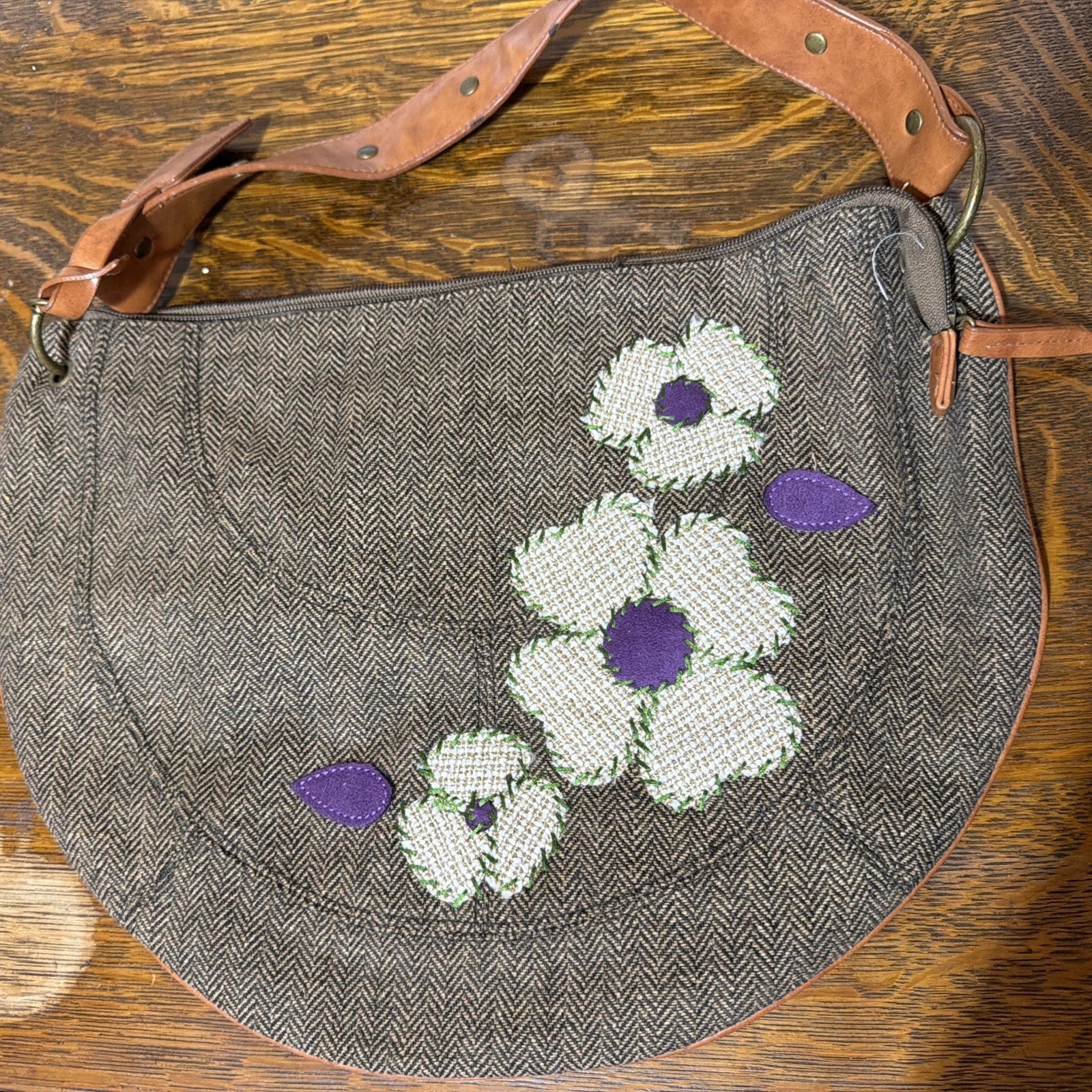 Necessary Objects Herringbone Tweed Patchwork Pur… - image 2