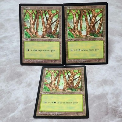 MTG Forest Card Set APAC2 3pcs Play-Used Slight Scratches