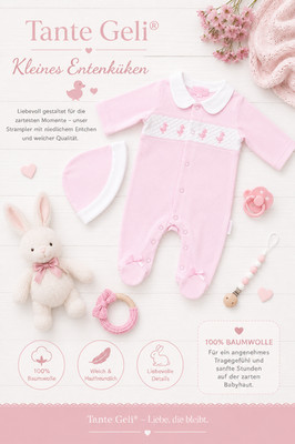 NEU Strampler Babyanzug Entchen bestickt 100% Baumwolle Geburt Baby Zwillinge