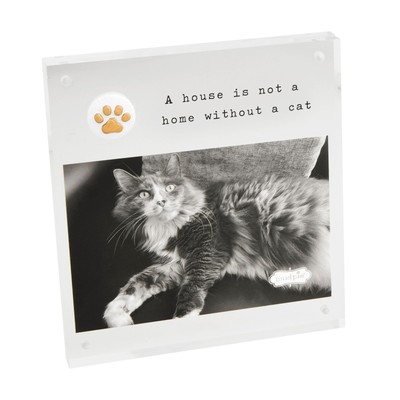 Mud Pie 4X6 Acrylic Paw Cat Frame; 6 1/2'' X 7'',Figurines