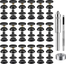 40 Pieces (10 Sets) Snap Fastener Kit Tool 5/8 inches (15mm) Black 
