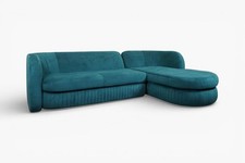 Pleat Large 4 Seater RHF Chaise End Sofa, Plush Velvet Teal