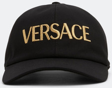 NWT Versace Black Gold Embroidered Logo Adjustable Baseball Cap Hat Sz 59 $550