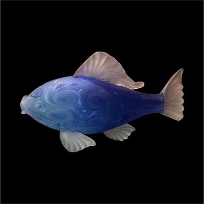Starry night Blue White Glass Fish Art Figurine Decorative Abstract Animal