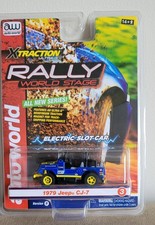 Autoworld Xtraction Rally World Stage Jeep CJ 7 Blue HO Micro Slot Car AFX 