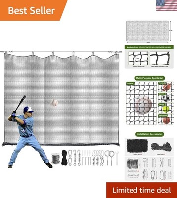 Versatile 10x10FT Heavy Duty Baseball Net with Rope & Kit - Indoor/Outdoor Use