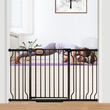 29 to 57 Inch Wide Baby Gate with Door for Stairs Doorways