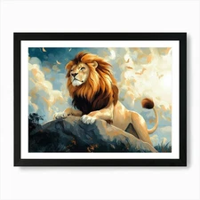 Fantasy Illustration Of A Wild Anim Framed Wall Art Poster Canvas Print Picture