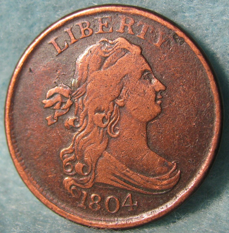 1804 Draped Bust Half Cent Near High Grade Old US Coin