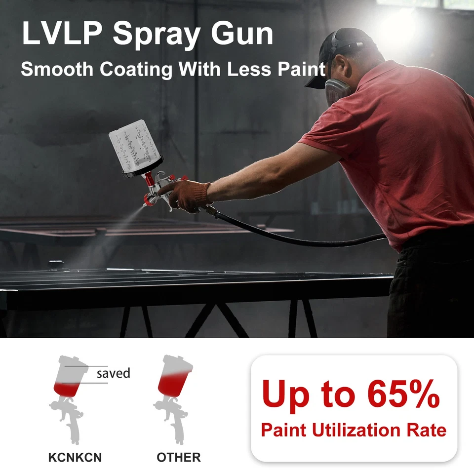 LVLP R500 Air Spray Gun 1.3/1.7/2.0mm Nozzle Car Paint Sprayer Gun Mixing Cup - Image 3 of 4