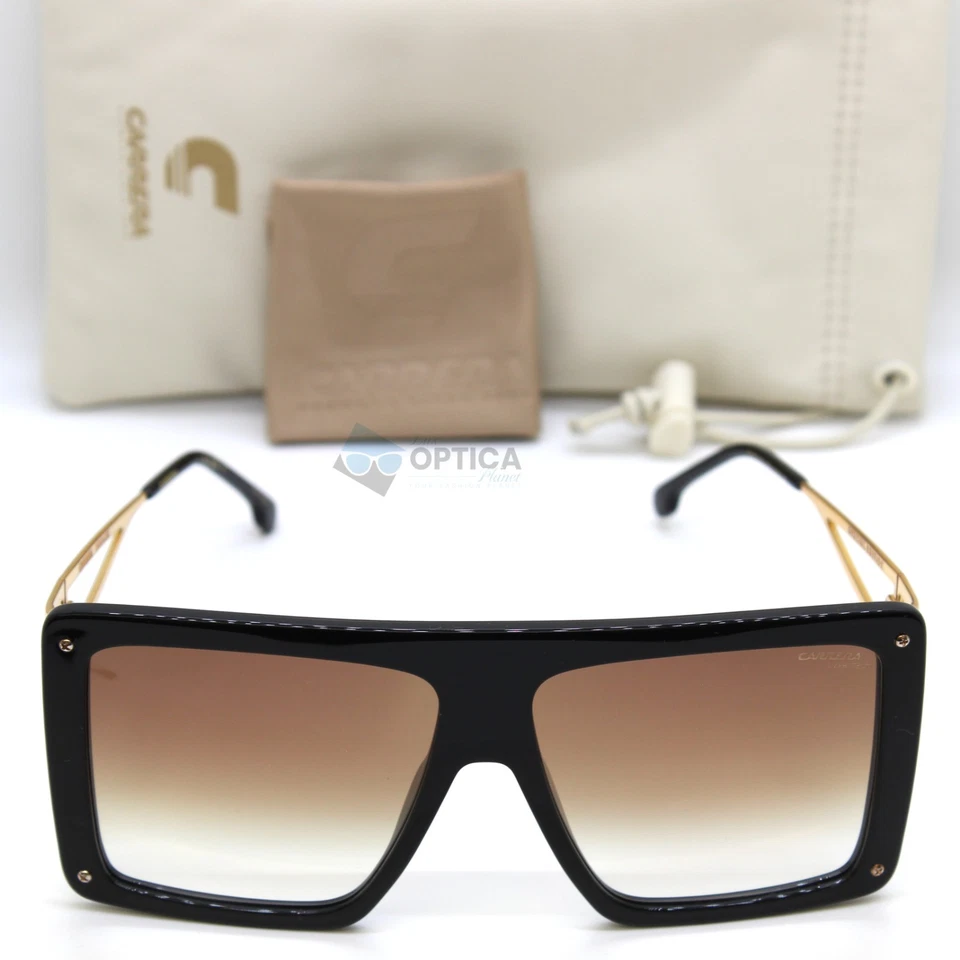 NEW Carrera UNICA Oversized Square Women's Gradient Sunglasses Gold Black 807 - Image 2 of 4