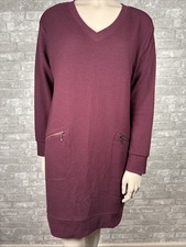 J Jill Small Petite Purple V-neck Long Sleeve Lightweight Sweater Dress 