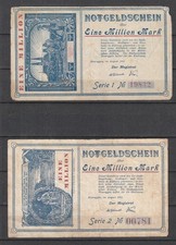 CCA 193) Neuruppien: 2 seltene Notgeldscheine a 1 Million Mark ! 2 Scans !