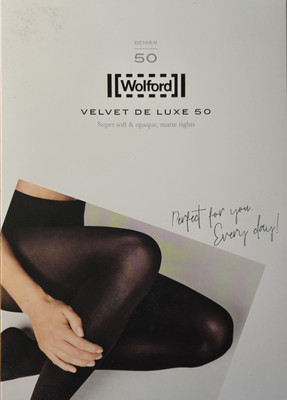 LUXUS PUR: WOLFORD Tights VELVET DE LUXE 50 (10687), XL, black, NEU&OVP