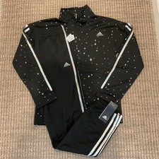 Adidas Track Suit Black Silver Girls Size 16 Warm Up NWT Retails 60 Hip Hop