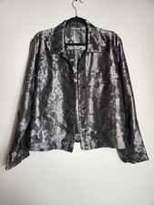 Chicos Womens Chicos 2/Large Metallic Floral Silk Blend Lightweight Jacket