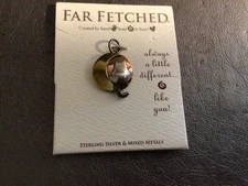 Far Fetched Cat & Moon Mixed Metals + Sterling Silver Pendant (Greater Good Co)