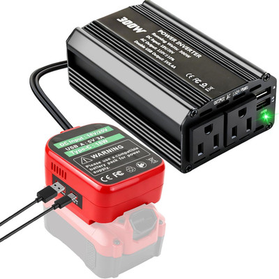 300W Power Inverter Compatible with Craftsman, DC 20V to AC 110-120V Battery Inv