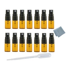 30pcs 2ml Brown Amber Fine Mist Mini Atomizer Vial Small Glass bottle Spray