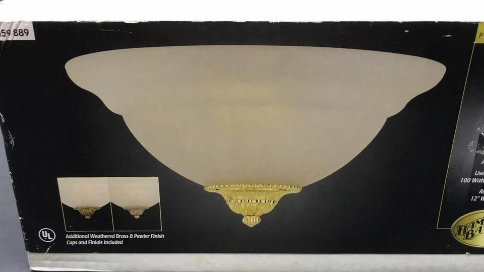 Aplique de pared con acabado de latón pantalla de vidrio de alabastro de 1 luz Hampton Bay 159889 Foto 3 de 4