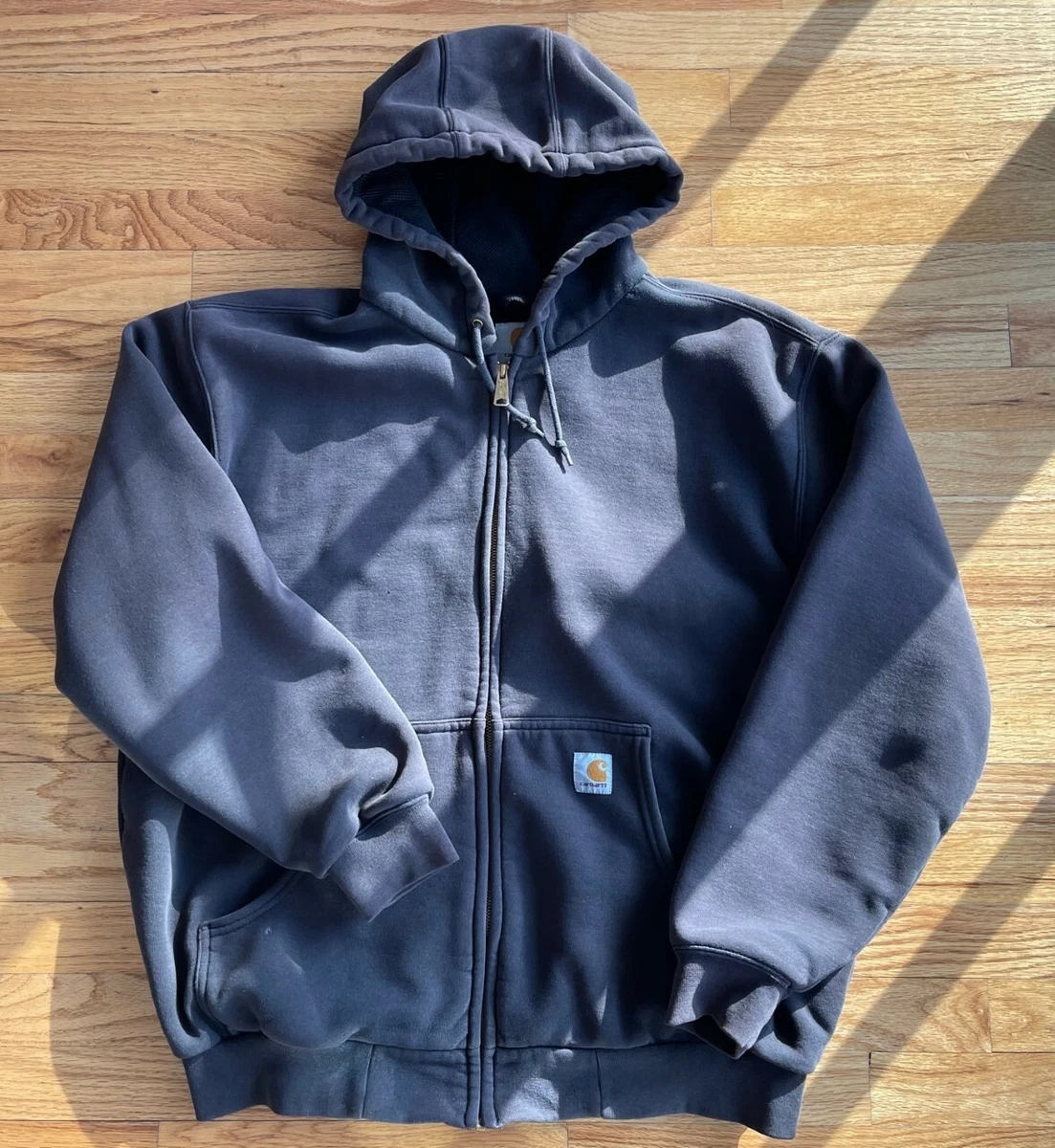 Carhartt Men s Hooded Sweatshirt Full Zip Charcoal Size Large