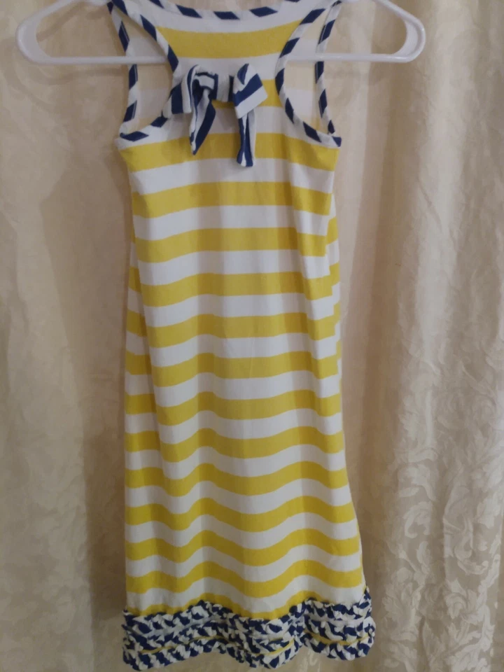 Mallory May Striped Maxi Dress Yellow & Navy Blue Girls 6 - Изображение 3 из 4