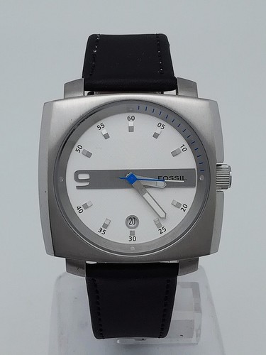 Fossil Herrenuhr,JR-9692 BAW,Datumsanzeige,Leuchtzeiger,Lederband,die Uhr läuft,
