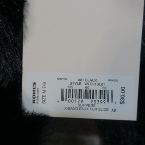 Lauren Conrad Faux Fur Slide Slippers Size Medium (7-8) Black - Picture 14 of 14