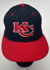 Vintage Kansas City Chiefs New Era 100% Wool Fitted Hat Red Black 6 3/4 USA Made