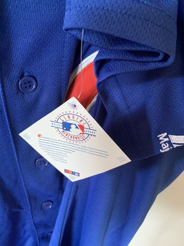 NWT New XXL Majestic Joe Maddon Chicago Cubs Jersey Authentic Blue World Series - Picture 7 of 9