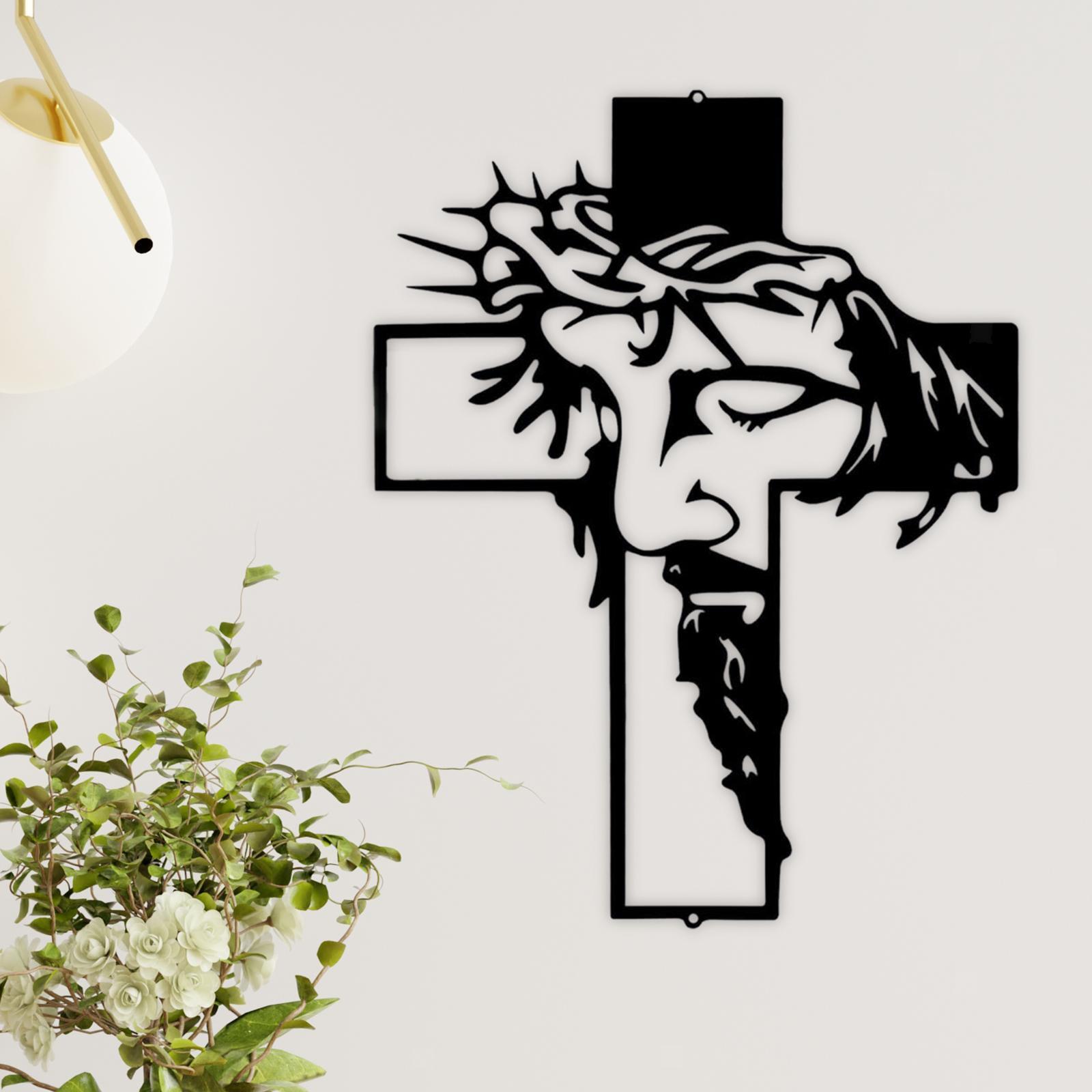 Kruzifix Statue Jesus Wandmontage Eisernes Kreuz für Wohnzimmer Zuhause Wohnung