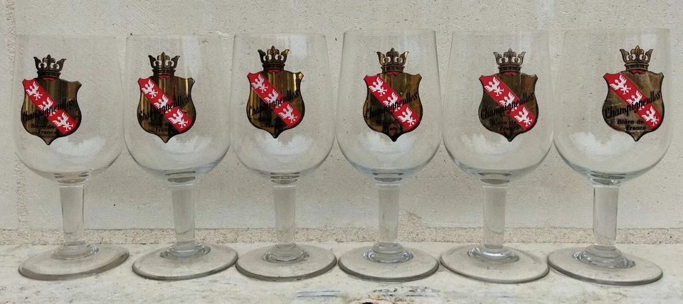 lot 6 verres à bière CHAMPIGNEULLES - verre à pied 0.25 L - Bière de France - Photo 2/4