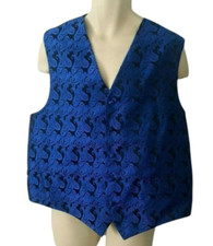 Q Brand Mens Vest Size 2XL XXL Formal Paisley Print Royal Blue