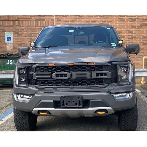 For 2021-2023 FORD F150 Grille Raptor style Front Bumper Grill W/LED Matte Black - Picture 9 of 12