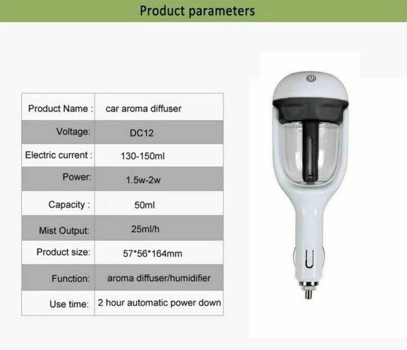 Car Air Humidifier Diffuser Aroma Mist Purifier Ultrasonic Essential Oil Mini - Image 4 of 4
