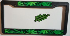 HEMP WEED POT HOJAS DE MARIHUANA MARCO NEGRO SOPORTE DE PLACA Marco de matrícula