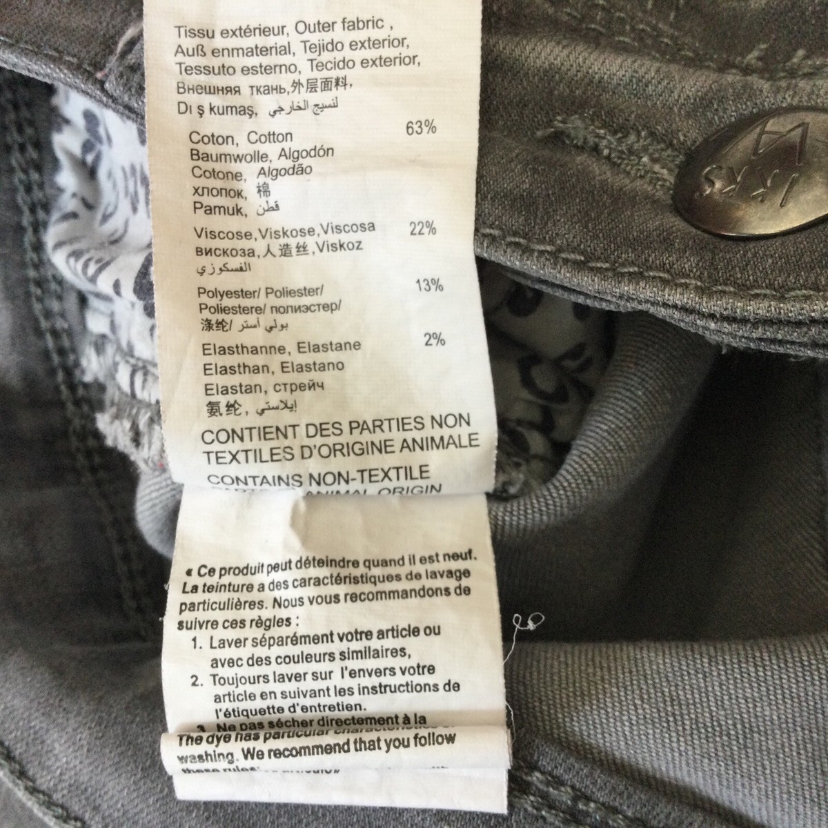 Jean Slim IKKS Taille 38 Gris Avec Broderies Perles - Occasion En Très Bon état