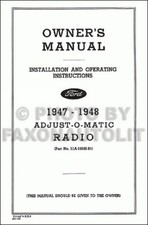 1947-1948 Ford Radio Installation And Owner Operating Manual