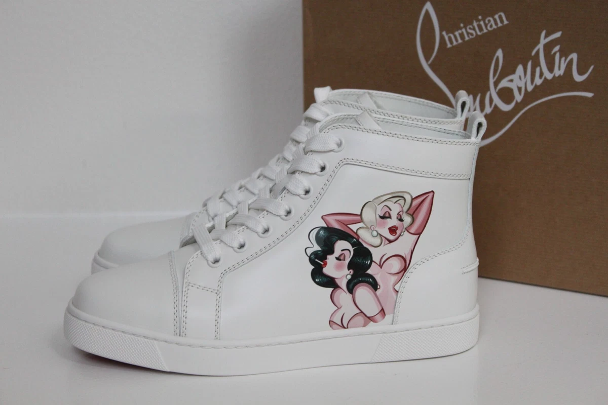 New sz 9.5 40 Christian Louboutin White Loupin Up Donna High top