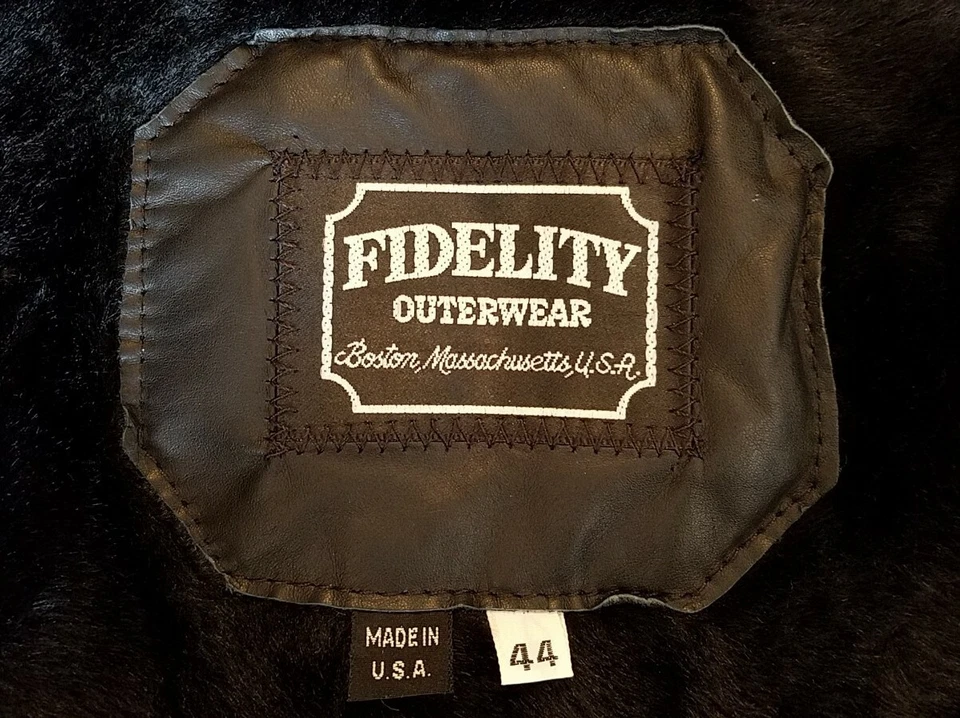 Fidelity Outerwear Boston Ma, USA Black Leather Jacket w/zip out liner Men Sz 44 - Image 3 of 4