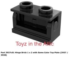 Lego 1x 3937c01 Black Hinge Brick 1 x 2 with Same Color Top Plate 6852