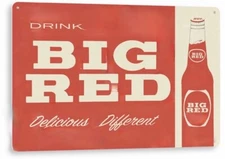 BIG RED COLA TIN SIGN DELICIOUS DIFFERENT SUN TANG RED CREAM SODA WACO TEXAS 