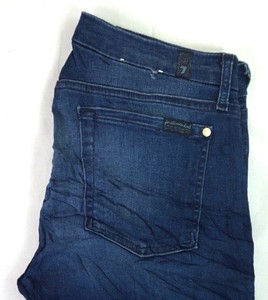 7-FOR-ALL-MANKIND-Women-039-s-Dark-Wash-Stretch-Mid-Rise-Ankle-Skinny-Jeans-31-x-30