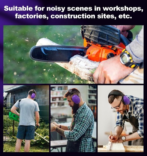 PROHEAR 038 Ear Protection Safety Earmuffs for Mowing, 28dB Large, Purple - Picture 9 of 9